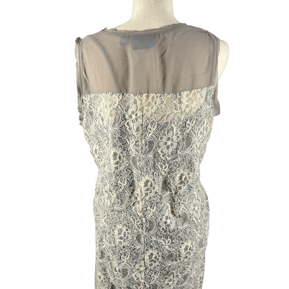 Simply Vera Vera Wang Lace Shift Dress Womens L Grey Floral Sleeveless Pockets - Picture 4 of 9